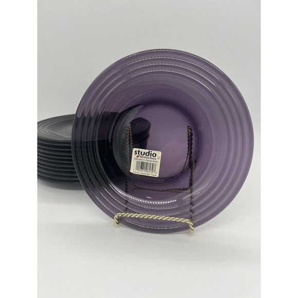 Bormioli Rocco Forum Glass Purple Amethyst Salad Dessert Plates Set of 4 EUC - Picture 7 of 7